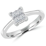 3/8 CTW Princess Diamond Cluster Promise Engagement Ring in 14K White Gold (MDR140108)