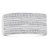 5/8 CTW Round Diamond Five-Row Semi-Eternity Wedding Band Ring in 14K White Gold (MDR140109)