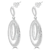 1 CTW Round Diamond Oval Drop/Dangle Earrings in 14K White Gold (MDR140112)
