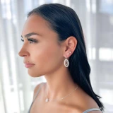 1 CTW Round Diamond Oval Drop/Dangle Earrings in 14K White Gold (MDR140112)
