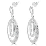 1 CTW Round Diamond Oval Drop/Dangle Earrings in 14K White Gold (MDR140112)