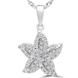 1/6 CTW Round Diamond Starfish Fancy Pendant Necklace in 14K White Gold (MDR140118)