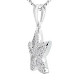 1/6 CTW Round Diamond Starfish Fancy Pendant Necklace in 14K White Gold (MDR140118)