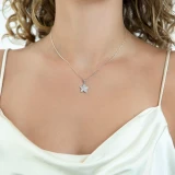 1/6 CTW Round Diamond Starfish Fancy Pendant Necklace in 14K White Gold (MDR140118)