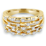 1/4 CTW Round Diamond Five-Row Cocktail Ring in 14K Yellow Gold (MDR140122)