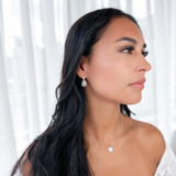 1 CTW Round Diamond Pear Halo Drop/Dangle Earrings in 14K White Gold (MDR140123)