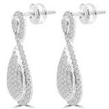 1 CTW Round Diamond Pear Halo Drop/Dangle Earrings in 14K White Gold (MDR140123)