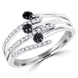 1/4 CTW Round Black Diamond Cocktail Ring in 14K White Gold (MDR140142)