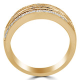 2/3 CTW Round Diamond Three-Row Semi-Eternity Wedding Band Ring in 14K Yellow Gold (MDR140143)