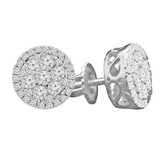 1/2 CTW Round Diamond Halo Cluster Stud Earrings in 14K White Gold (MDR140144)