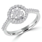 2/5 CTW Round Diamond Promise Halo Cluster Engagement Ring in 14K White Gold (MDR150001)