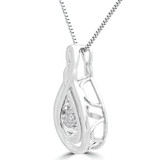 1/20 CTW Round Diamond Pear Dancing Pendant Necklace in 10K White Gold (MDR150022)
