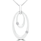 1/10 CTW Round Diamond Oval Fancy Pendant Necklace in 14K White Gold (MDR150033)