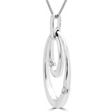 1/10 CTW Round Diamond Oval Fancy Pendant Necklace in 14K White Gold (MDR150033)