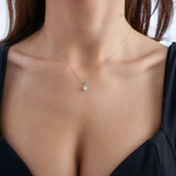 1/5 CTW Round Diamond Halo Pendant Necklace in 14K White Gold (MDR150034)