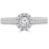 1 CTW Round Diamond Halo Engagement Ring in 14K White Gold (MDR150040)