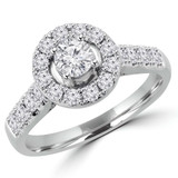 1 CTW Round Diamond Halo Engagement Ring in 14K White Gold (MDR160001)