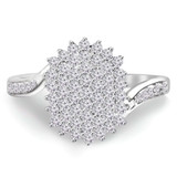 1/2 CTW Round Diamond Cluster Cocktail Ring in 14K White Gold (MDR160007)