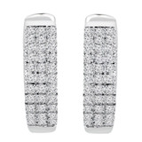 1 CTW Round Diamond Inside Outside 3 Row Hoop Earrings in 14K White Gold (MDR170032)