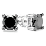 2 1/4 CTW Round Black Diamond 4-Prong Solitaire Stud Earrings in 10K White Gold (MDR170033)
