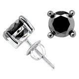 2 1/4 CTW Round Black Diamond 4-Prong Solitaire Stud Earrings in 10K White Gold (MDR170033)