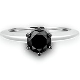 1 1/20 CT Round Black Diamond 6-Prong Solitaire Engagement Ring in 10K White Gold (MDR170038)