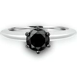 1 1/20 CT Round Black Diamond 6-Prong Solitaire Engagement Ring in 10K White Gold (MDR170038)