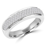 1/2 CTW Round Diamond Pave Semi-Eternity Wedding Band Ring in 14K White Gold (MDR170045)