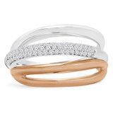 3/8 CTW Round Diamond Three-row Cocktail Ring in 14K Two-Tone Gold (MDR170050)