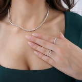 1/8 CTW Round Diamond Cocktail Ring in 14K White Gold (MDR170057)