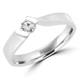 1/6 CT Round Diamond Promise Bypass Solitaire Engagement Ring in 14K White Gold (MDR170069)