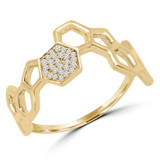 1/8 CTW Round Diamond Honeycomb Cocktail Ring in 14K Yellow Gold (MDR170075)