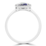 3/4 CTW Pear Purple Iolite & Round Diamond Pear Halo Cocktail Engagement Ring in 14K White Gold (MDR170080)
