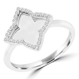 1/6 CTW Round Diamond Floral Cocktail Ring in 14K White Gold (MDR170087)