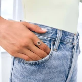 1/10 CTW Round Diamond Floral Cocktail Ring in 14K White Gold (MDR170088)
