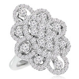 1 1/2 CTW Round Diamond Cocktail Ring in 14K White Gold (MDR170091)