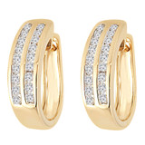 1/2 CTW Round Diamond Two-Row Channel Set Huggie Earrings in 14K Yellow Gold (MDR170093)