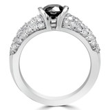 1 1/3 CTW Round Black Diamond Cocktail Ring in 14K White Gold (MDR170096)