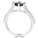 1 1/20 CTW Round Black Diamond Cocktail Ring in 14K White Gold (MDR170098)