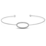 1/8 CTW Round Diamond Oval Bangle Bracelet in 14K White Gold (MDR170114)