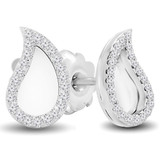 1/4 CTW Round Diamond Teardrop Stud Earrings in 14K White Gold (MDR170120)