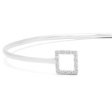 1/20 CTW Round Diamond Square Bangle Bracelet in 14K White Gold (MDR170130)