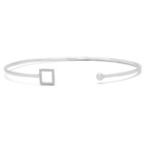 1/20 CTW Round Diamond Square Bangle Bracelet in 14K White Gold (MDR170130)