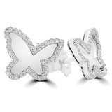 1/4 CTW Round Diamond Butterfly Stud Earrings in 14K White Gold (MDR170135)