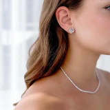1/4 CTW Round Diamond Leaf Stud Earrings in 14K White Gold (MDR170136)