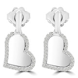 1/3 CTW Round Diamond Heart Stud Earrings in 14K White Gold (MDR170137)
