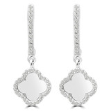 1/4 CTW Round Diamond Floral Drop/Dangle Earrings in 14K White Gold (MDR170138)
