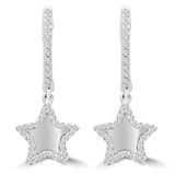 1/2 CTW Round Diamond Star Drop/Dangle Earrings in 14K White Gold (MDR170140)