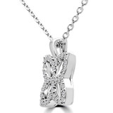 1/10 CTW Round Diamond Leaf Fancy Pendant Necklace in 14K White Gold (MDR170156)