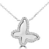 1/5 CTW Round Diamond Butterfly Fancy Pendant Necklace in 14K White Gold (MDR170157)